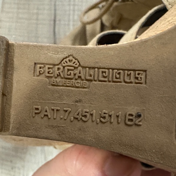 Fergalicious Tan Lace-Up Wedge Sandals - Picture 4 of 4